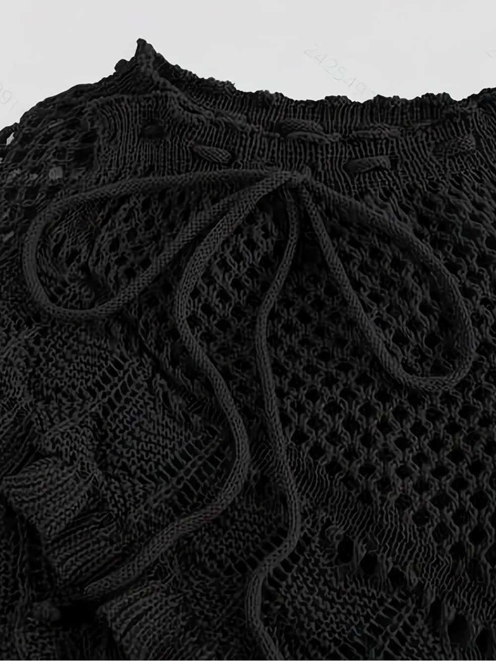 Black Crochet Ruffle Mini Skirt Coverup - Brand New Boutique - Picture 3 of 4